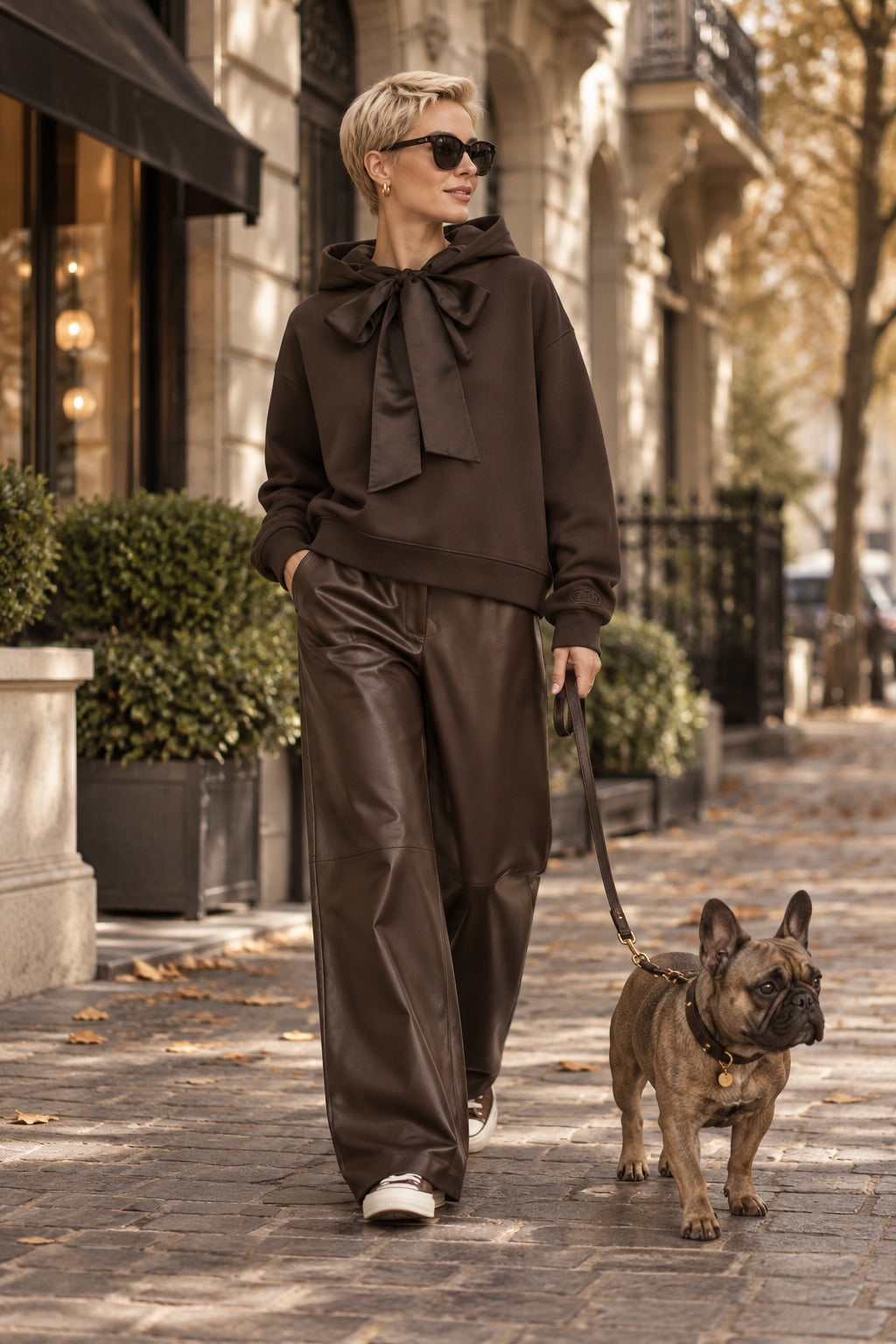 Heidy – Hoodie mit Satin-Schleife in Dark Chocolate