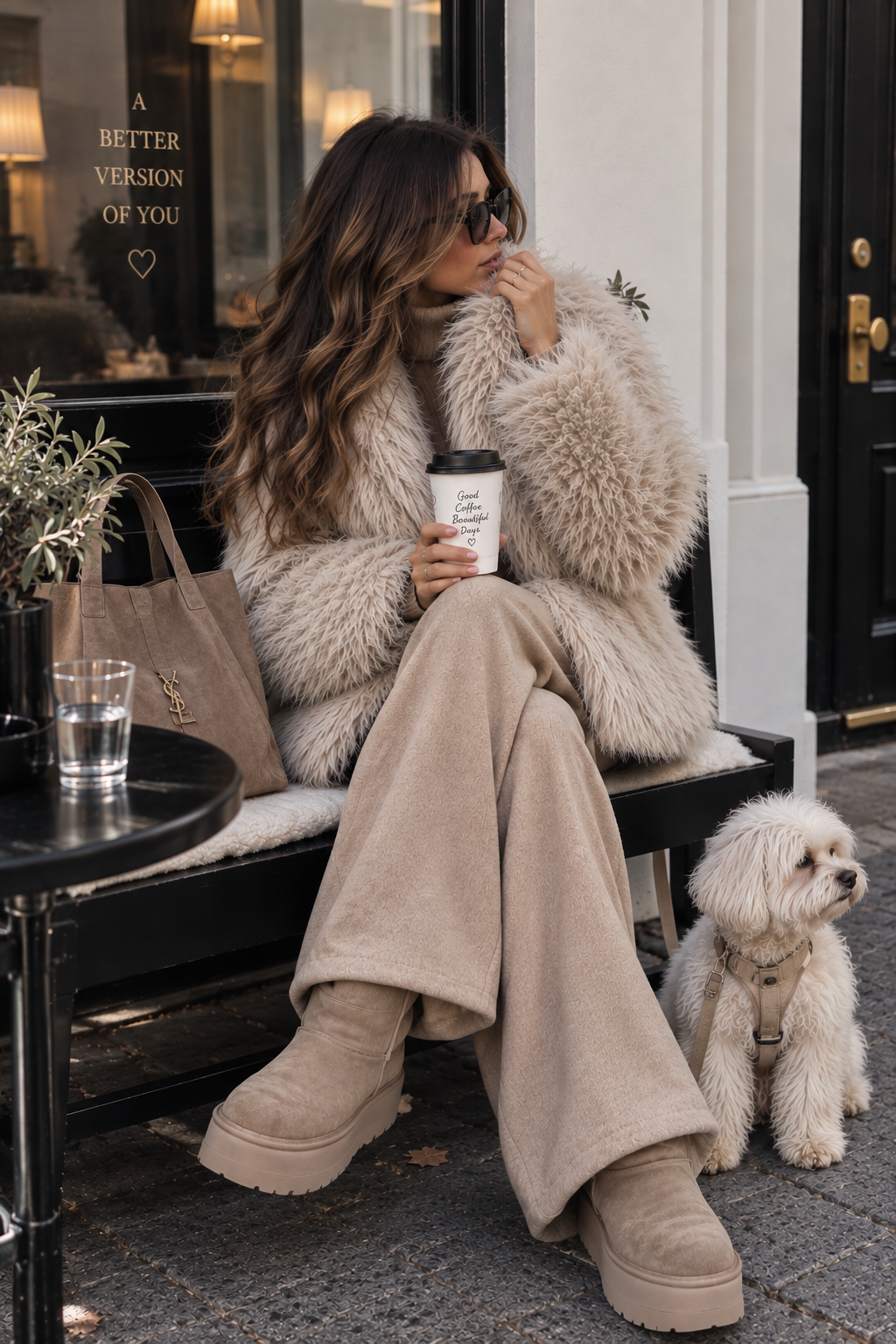 CELINE – Kunstfelljacke in Soft Grey