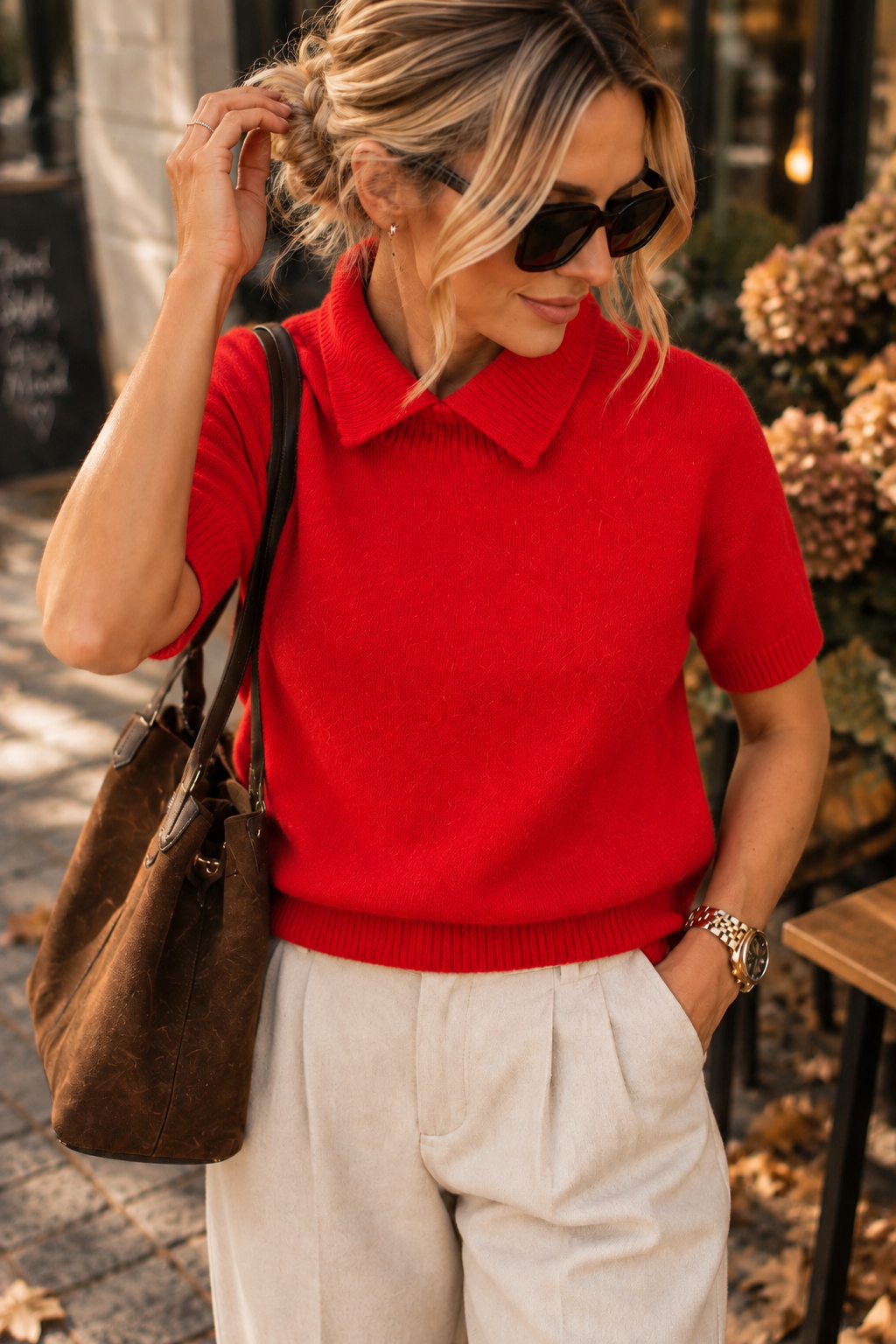 NALA – Short Sleeve Knit in Red