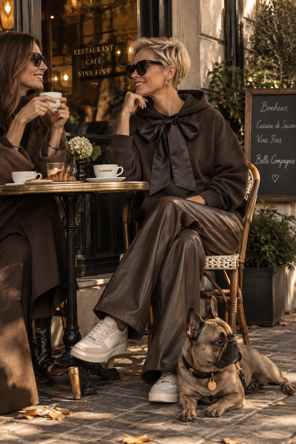 Heidy – Hoodie mit Satin-Schleife in Dark Chocolate