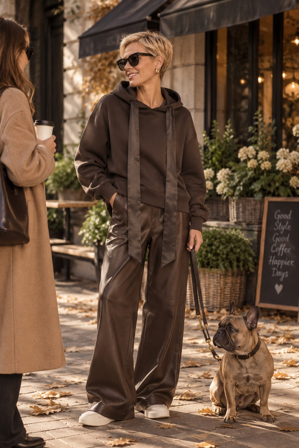 Heidy – Hoodie mit Satin-Schleife in Dark Chocolate