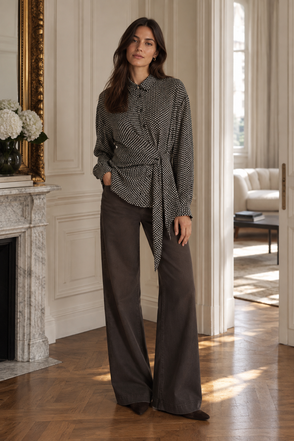 Elodie – Wickelbluse in Dark Chocolate