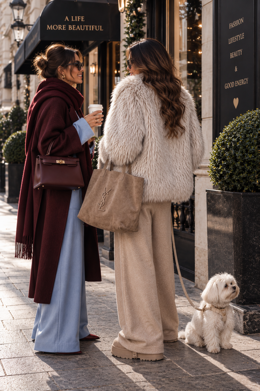 CELINE – Kunstfelljacke in Soft Grey