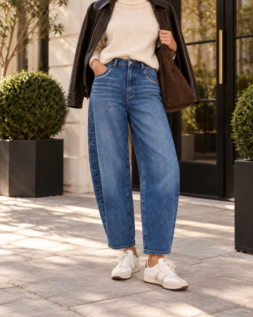 High Waist Barrel Jeans „Mara“ – Denim Blue