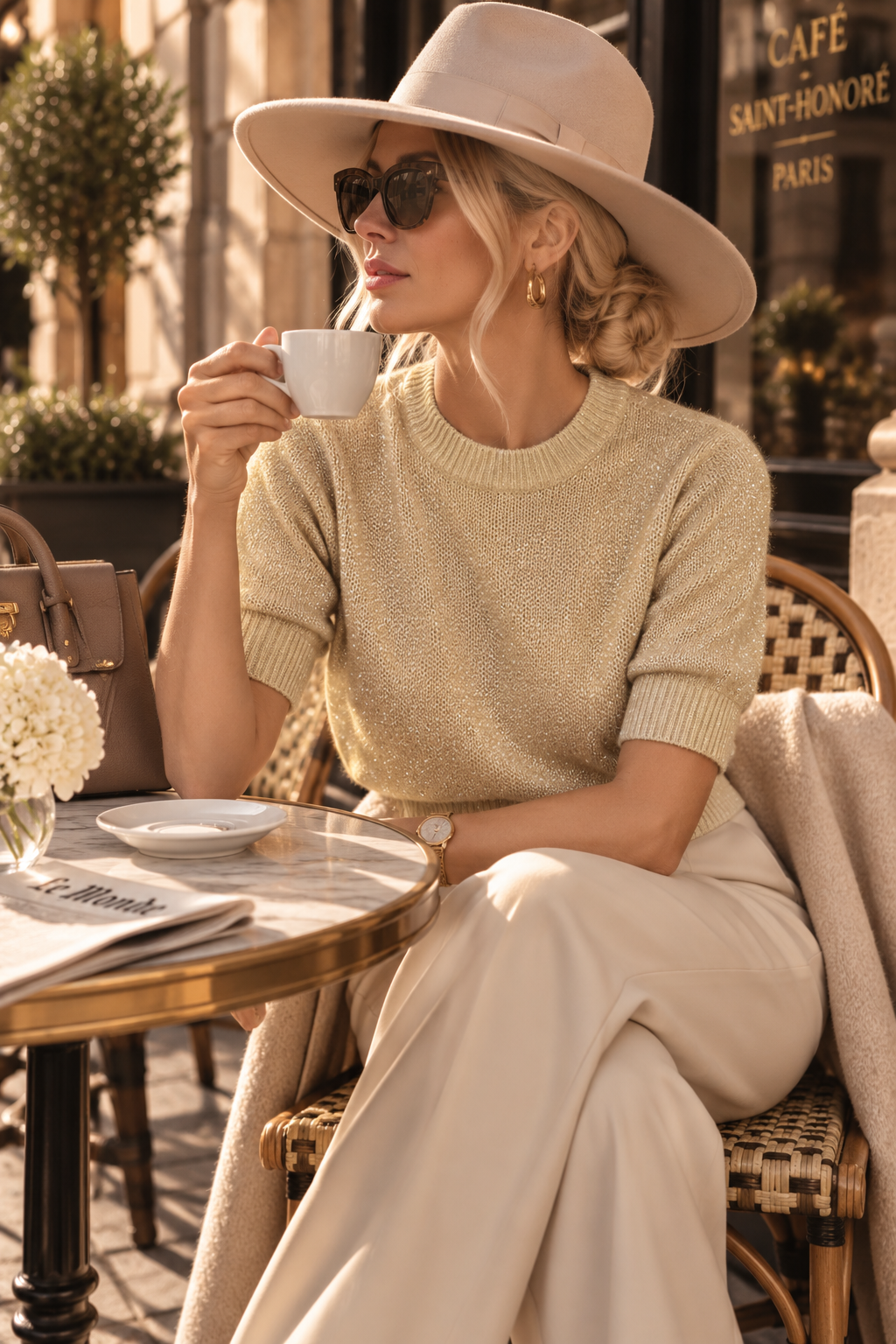 Sonja – Lurex-Pullover in Champagne