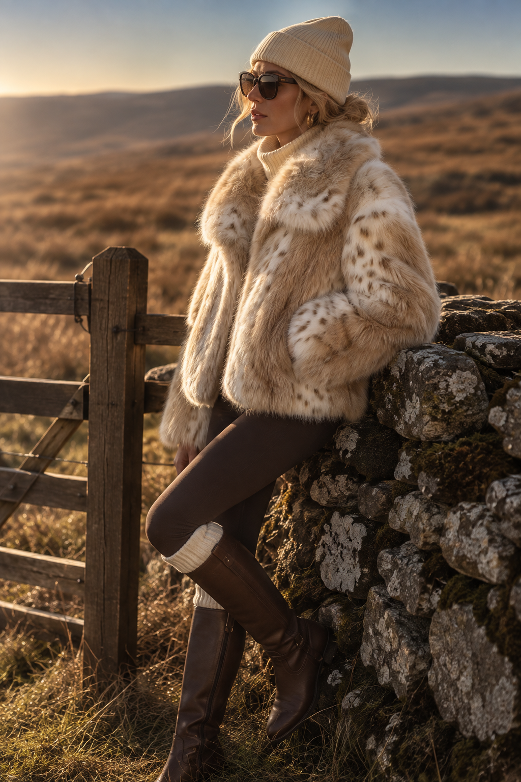 Milli – Fake-Fur-Jacke in Sand