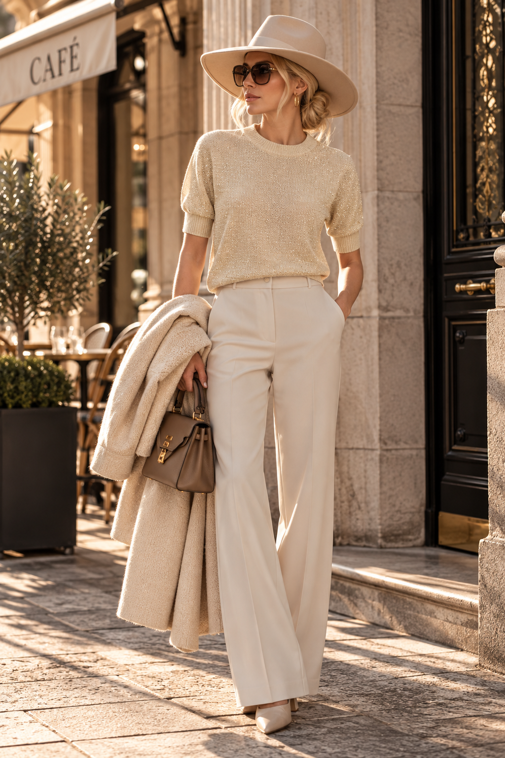 Sonja – Lurex-Pullover in Champagne