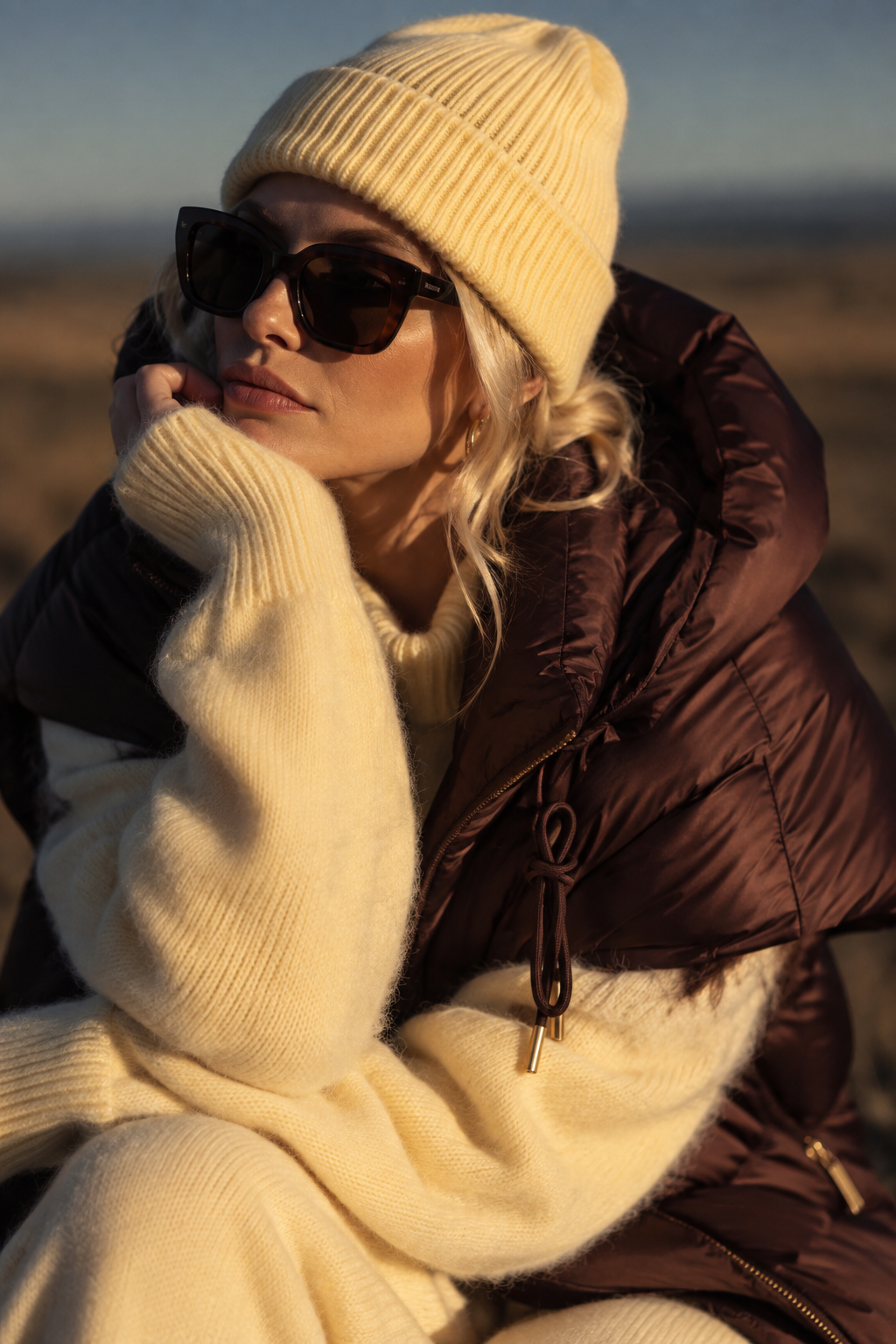 Livia – Oversized Bodywarmer in Dark Chocolate