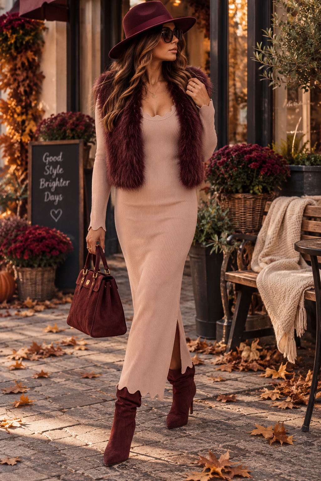 Davina – Maxikleid in Nude & Creme