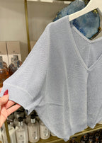DIANA – Lurex Cardigan in Heavenly Blue