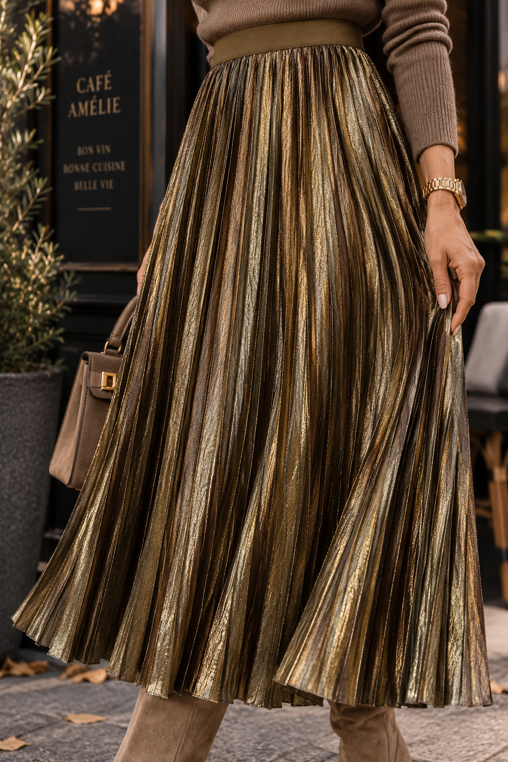 TIENNA – Plisseerock in Metallic-Optik