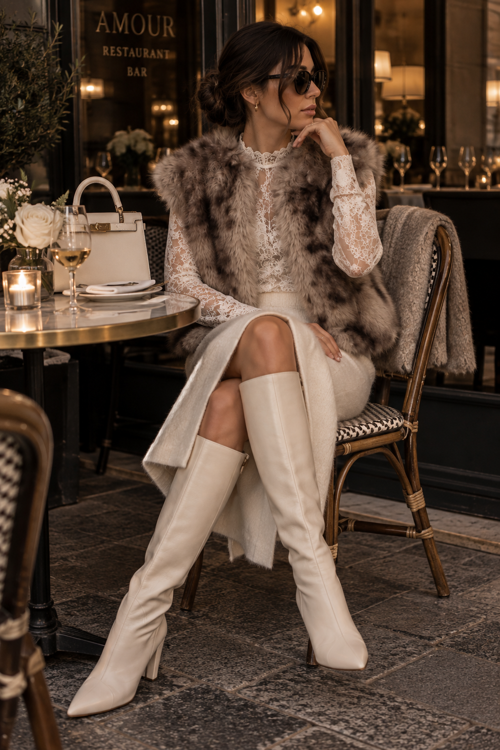 Shaira – Fake-Fur-Weste in Taupe
