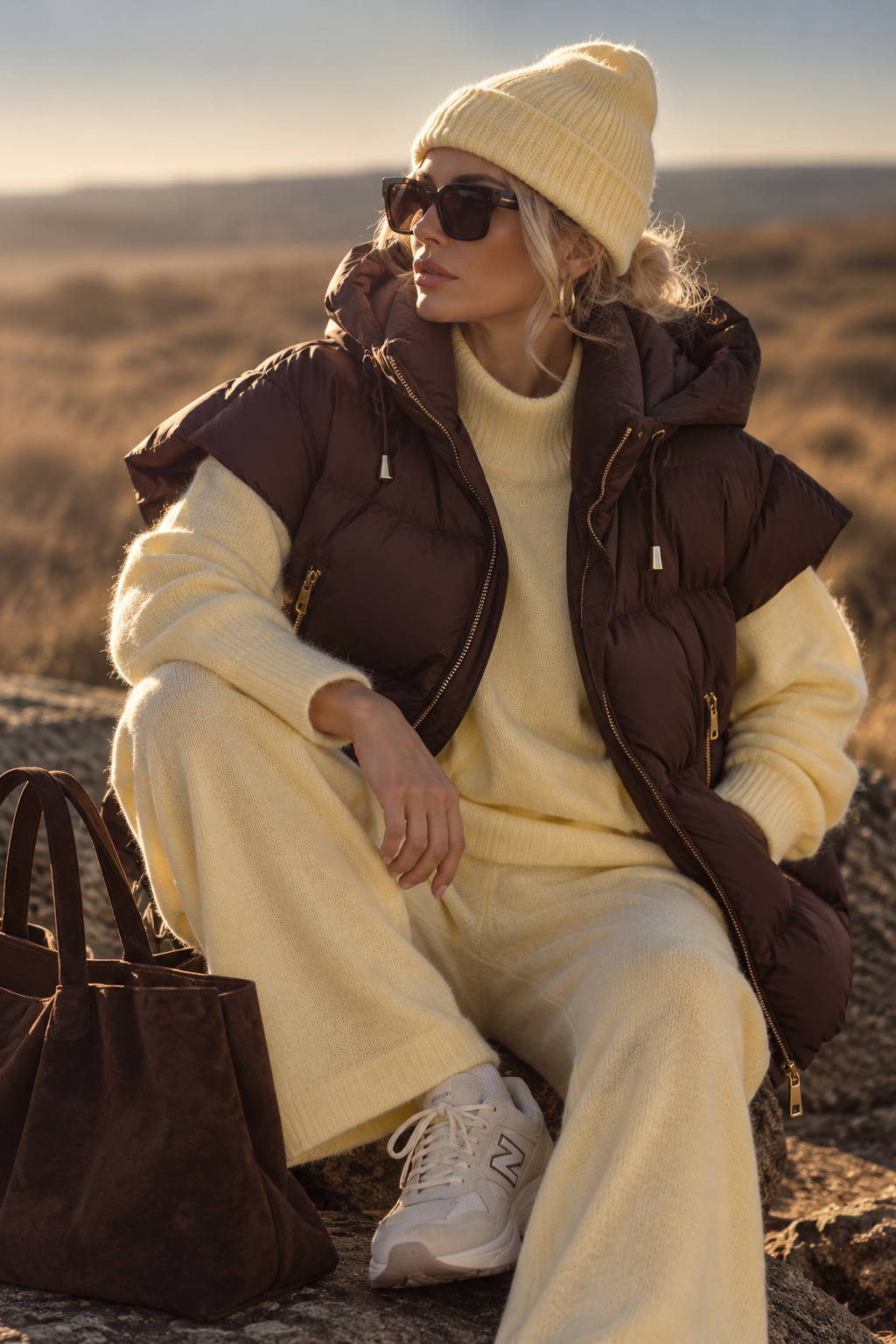 Livia – Oversized Bodywarmer in Dark Chocolate
