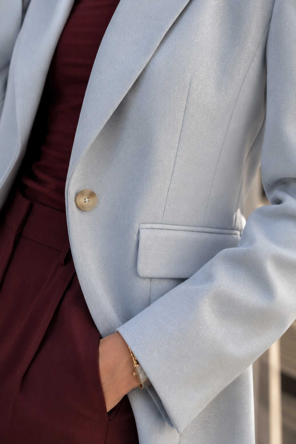 TATUM – Jersey Blazer in Ice Blue ✨