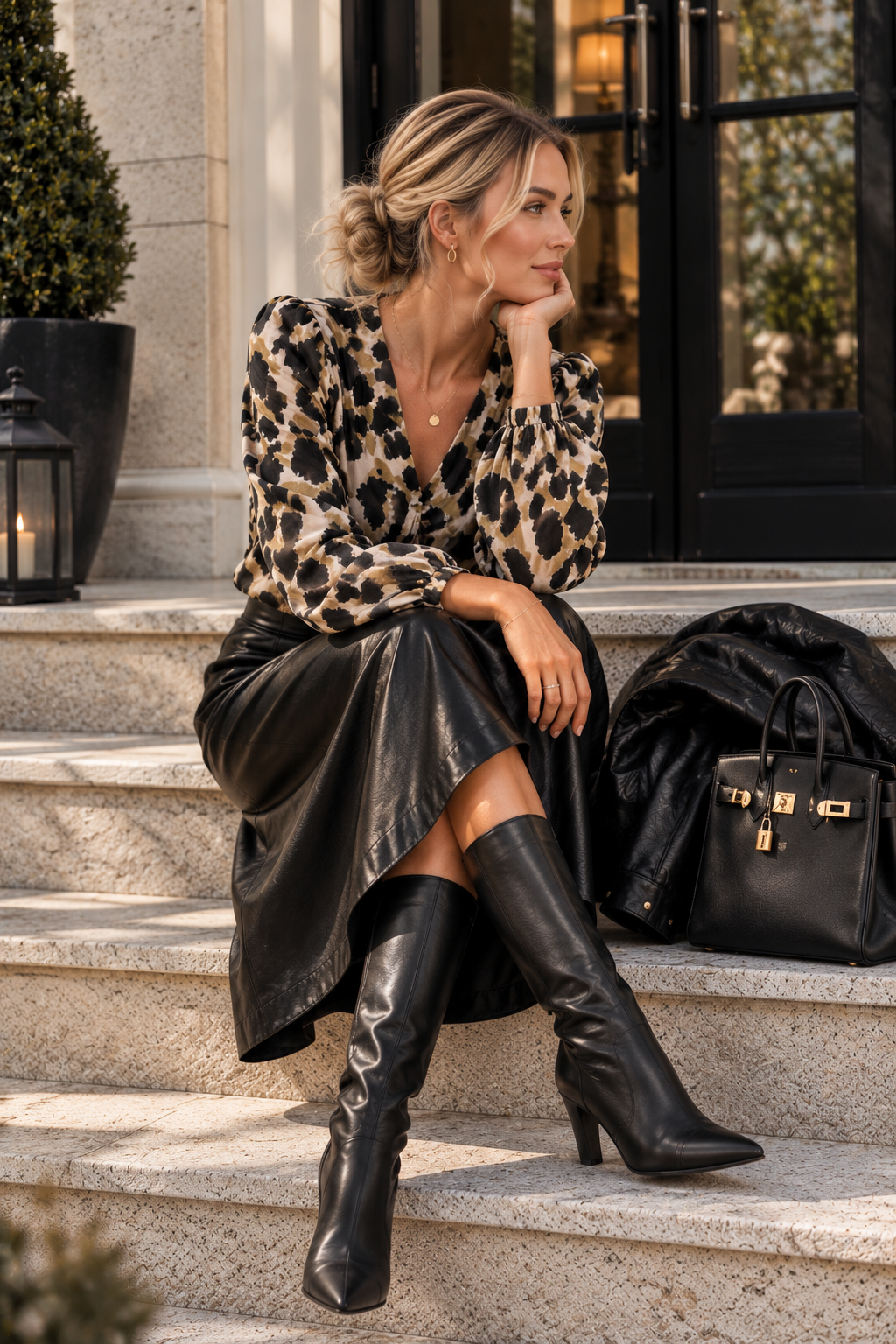 Grace – Leo-Bluse in Soft Beige